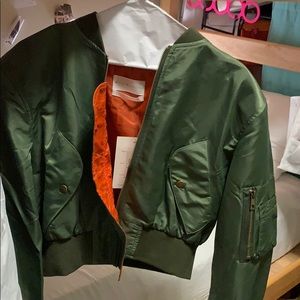 Cropped Bomber Green Jacket